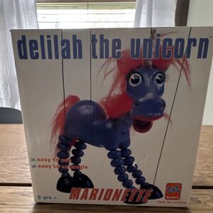 Bozart Delilah the Unicorn Marionette Puppet 1998 Purple Orange Mane MPN 10003